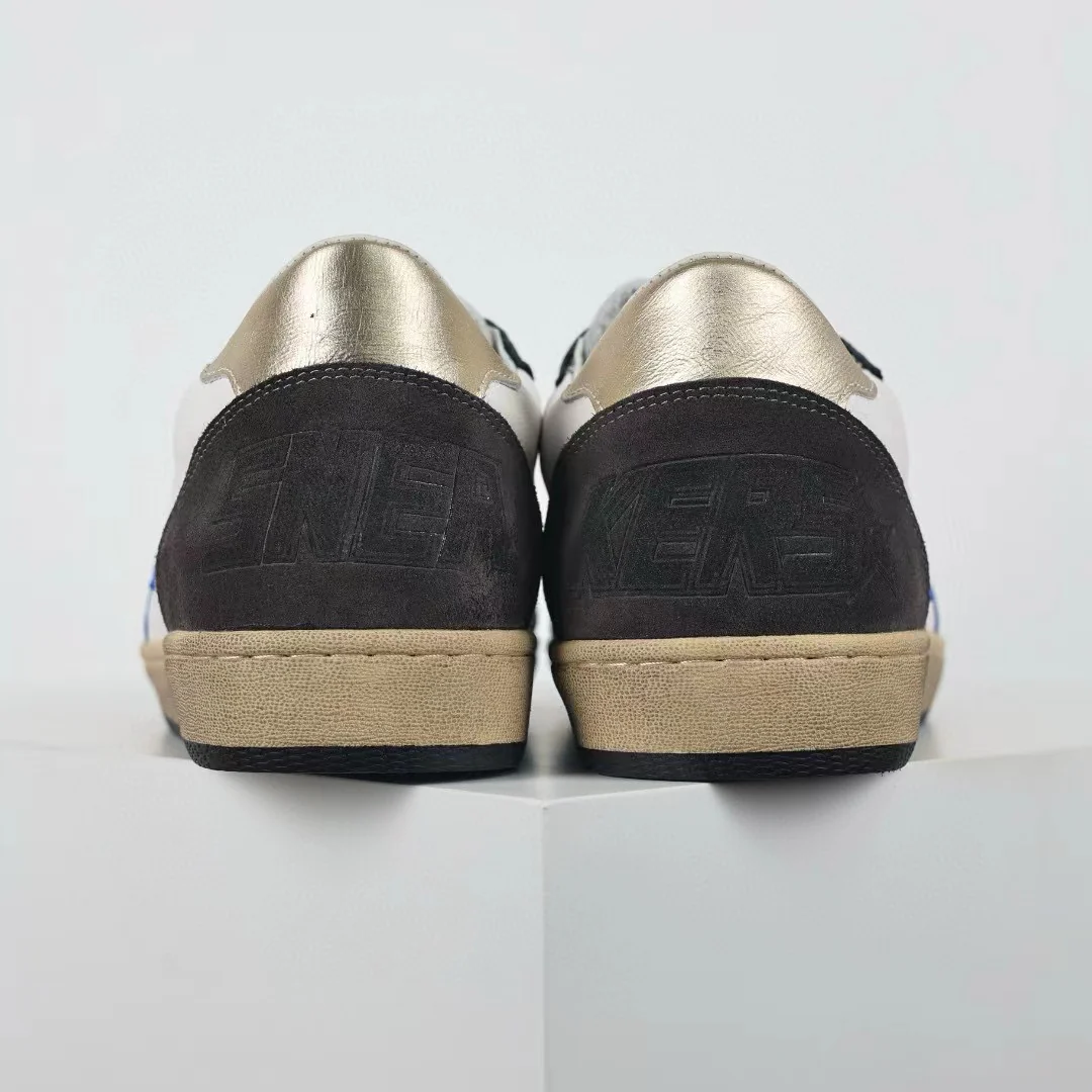 Golden Goose Ball-Star Blue Leather Star Gold Heel Tab Black - Image 9