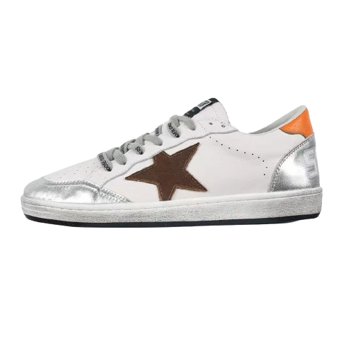 Golden Goose Ball-Star Brown Star Orange Heel Tab