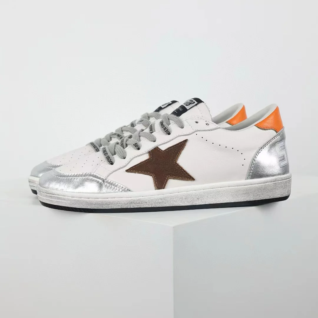 Golden Goose Ball-Star Brown Star Orange Heel Tab - Image 2