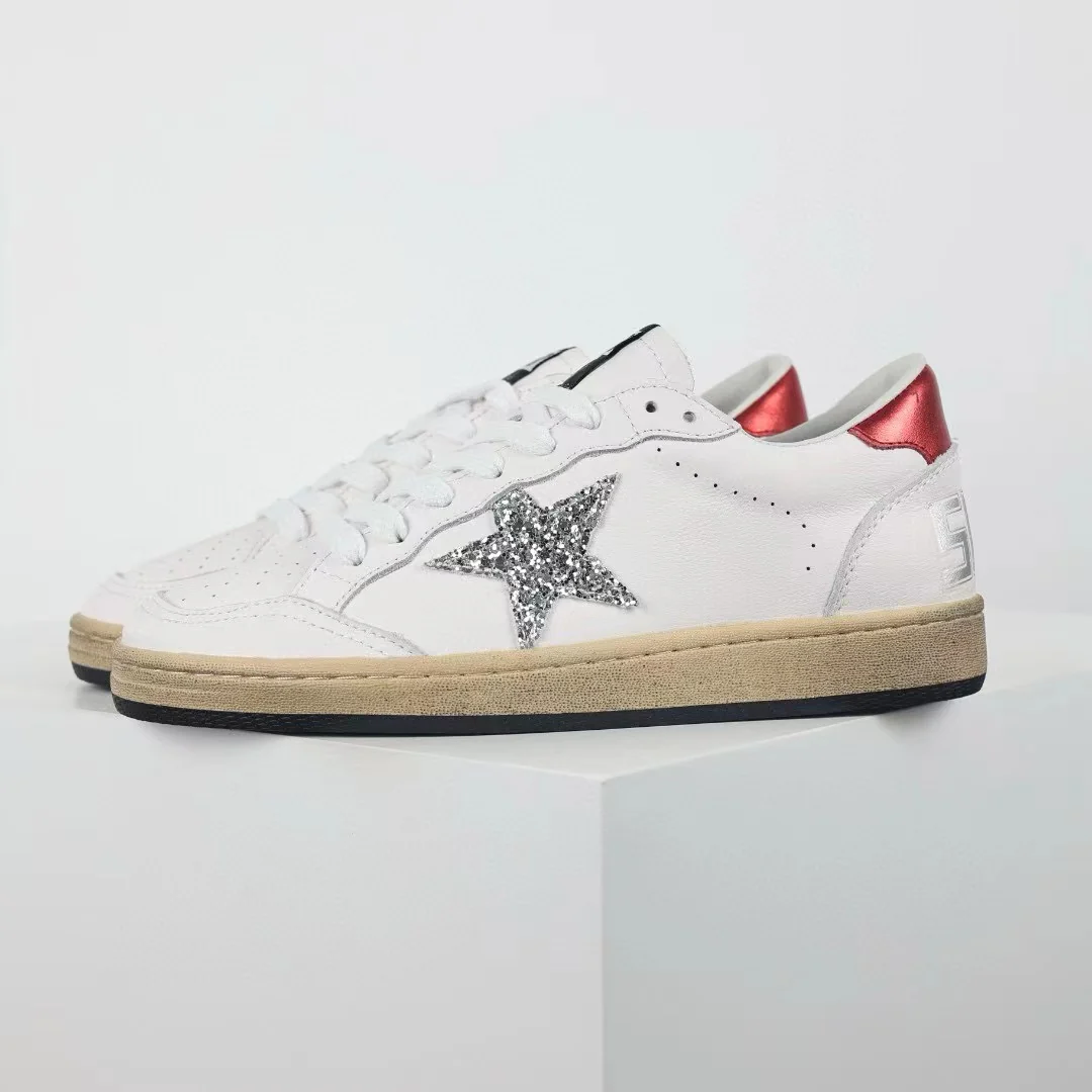 Golden Goose Ball-Star Glitter Silver Star Red Heel Tab - Image 2
