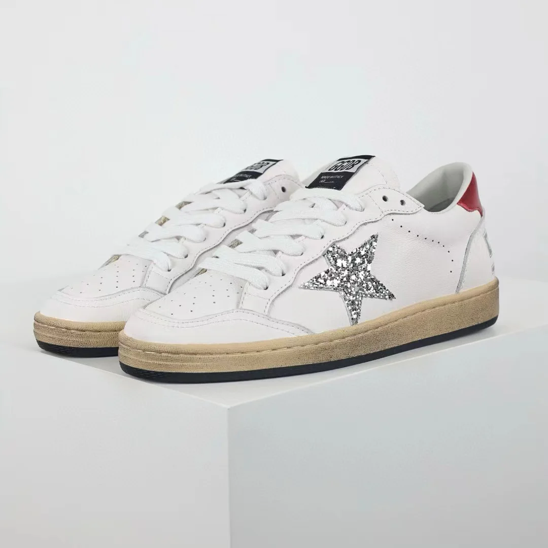 Golden Goose Ball-Star Glitter Silver Star Red Heel Tab - Image 3