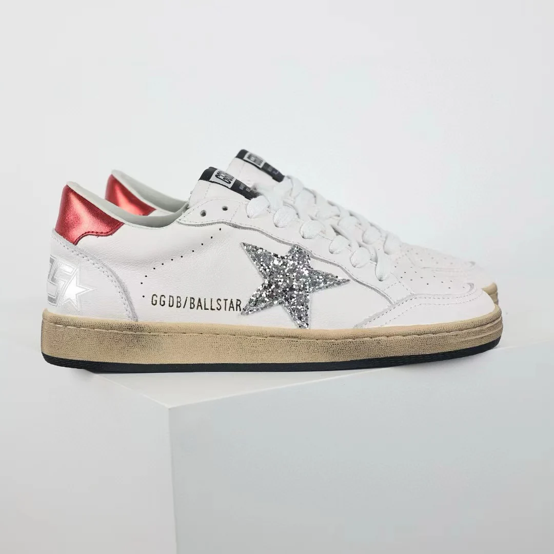 Golden Goose Ball-Star Glitter Silver Star Red Heel Tab - Image 4