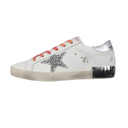 Golden Goose Ball-Star Glitter Silver Star Silver Heel Tab