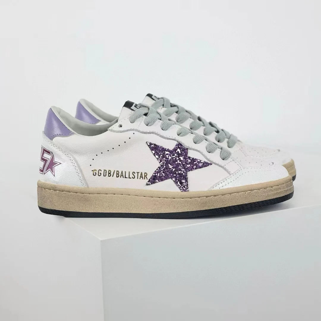 Golden Goose Ball-Star Glitter Star Purple Heel Tab - Image 4