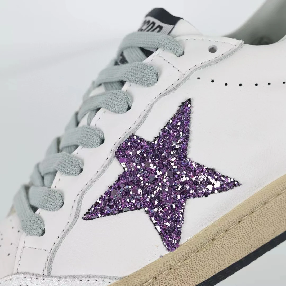 Golden Goose Ball-Star Glitter Star Purple Heel Tab - Image 7