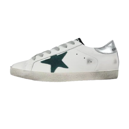 Golden Goose Ball-Star Green Star Silver Heel Tab