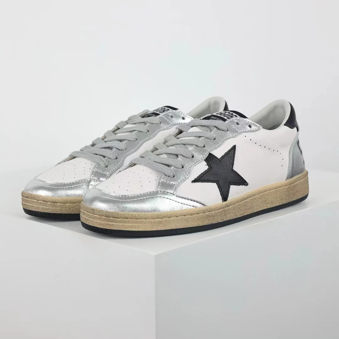 Golden Goose Ball-Star Leather Star Black Heel Tab Silver - Image 3