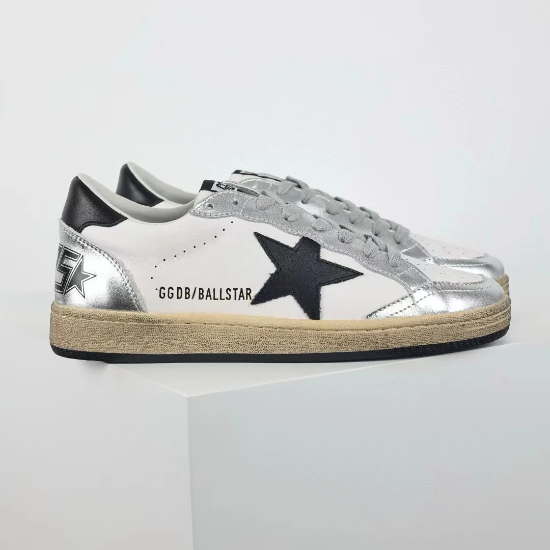 Golden Goose Ball-Star Leather Star Black Heel Tab Silver - Image 4
