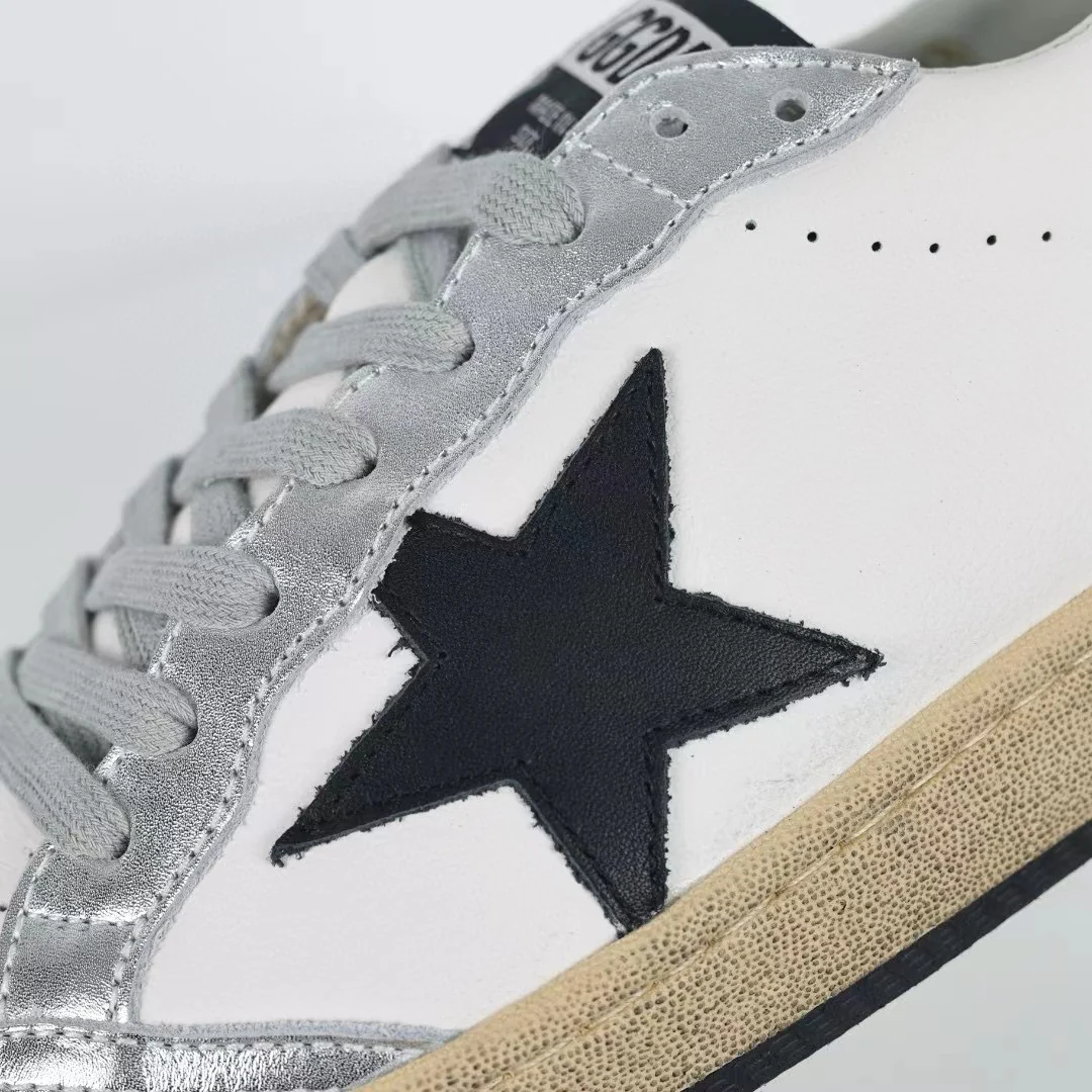 Golden Goose Ball-Star Leather Star Black Heel Tab Silver - Image 7
