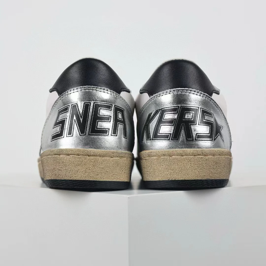Golden Goose Ball-Star Leather Star Black Heel Tab Silver - Image 9