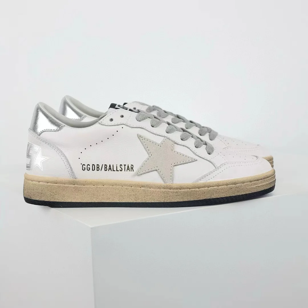 Golden Goose Ball-Star Suede Star Silver Heel Tab - Image 4