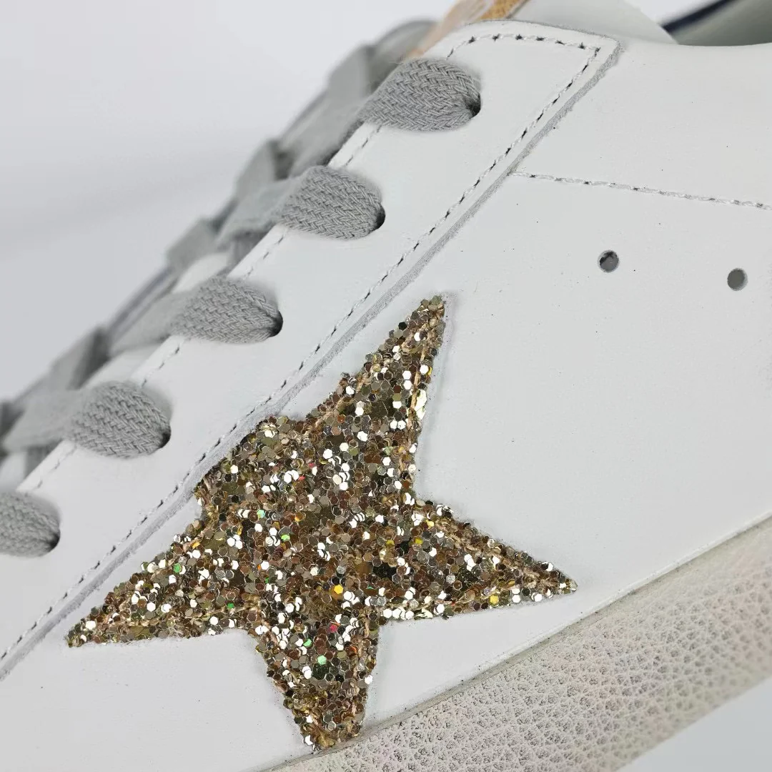 Golden Goose Super-Star Glitter Gold Star Blue Heel Tab - Image 7