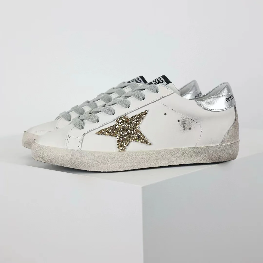 Golden Goose Super-Star Glitter Gold Star Silver Heel Tab - Image 2