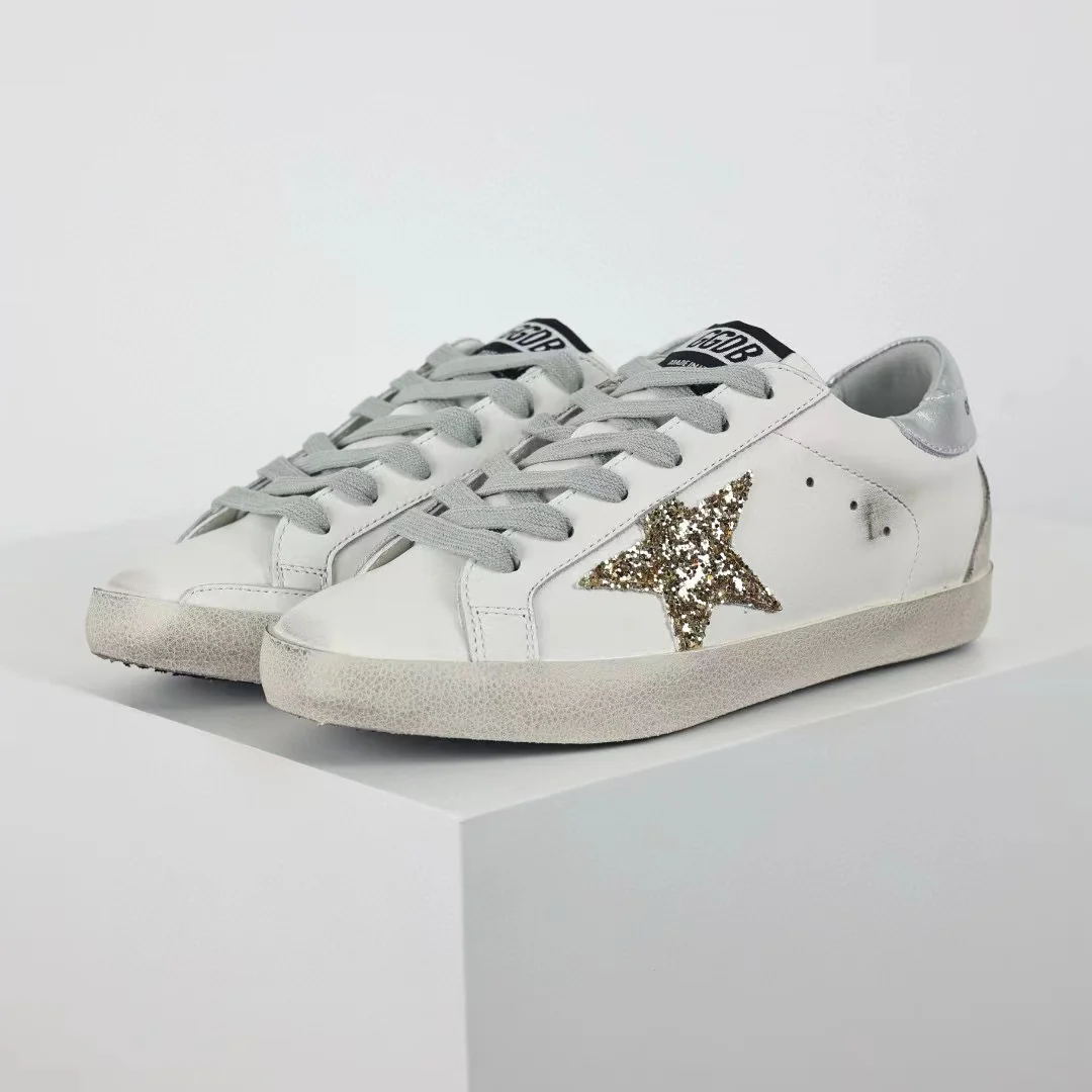 Golden Goose Super-Star Glitter Gold Star Silver Heel Tab - Image 3