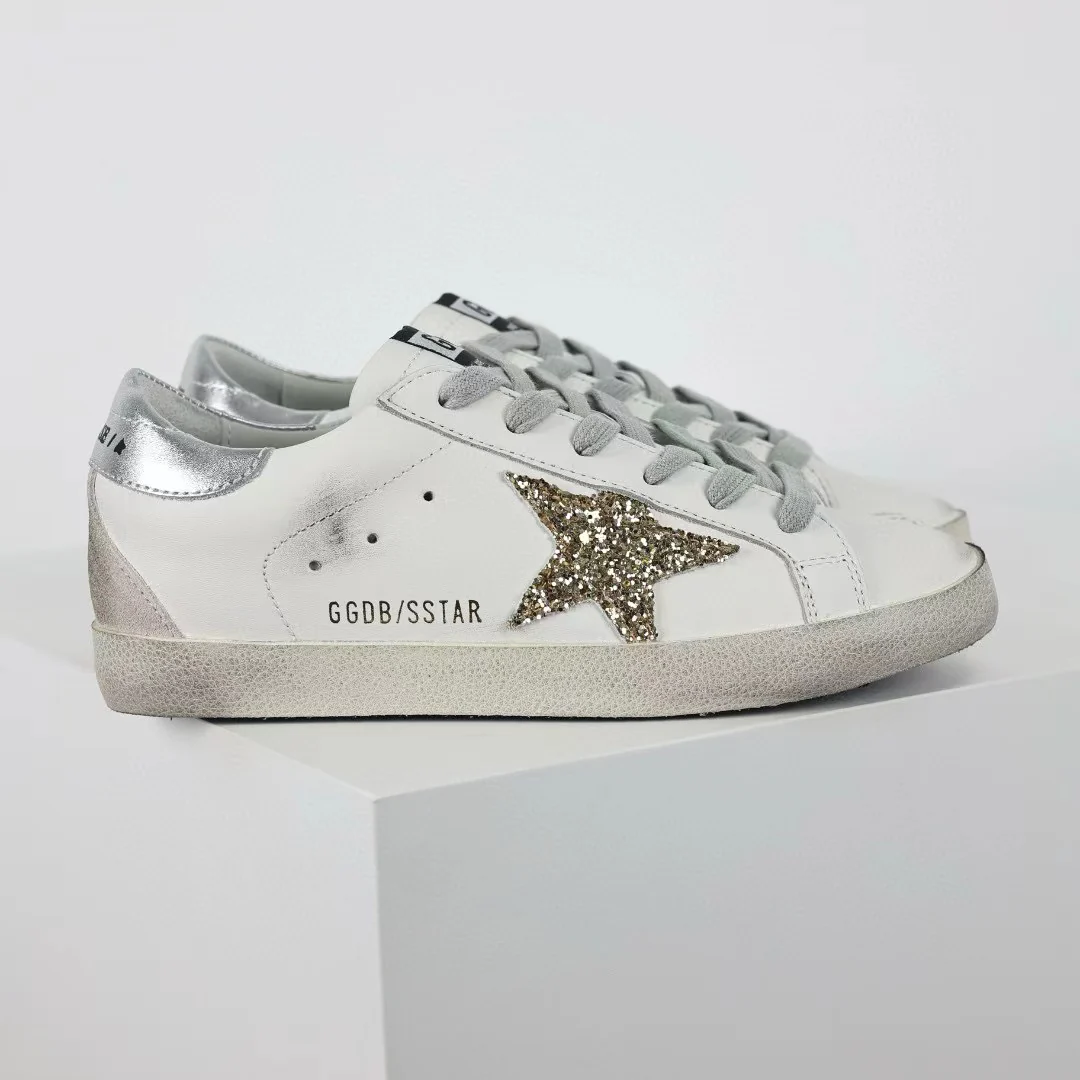 Golden Goose Super-Star Glitter Gold Star Silver Heel Tab - Image 4