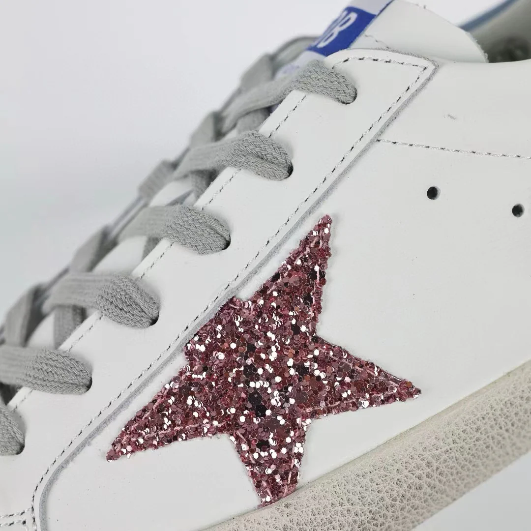 Golden Goose Super-Star Glitter Pink Star Blue Heel Tab - Image 7