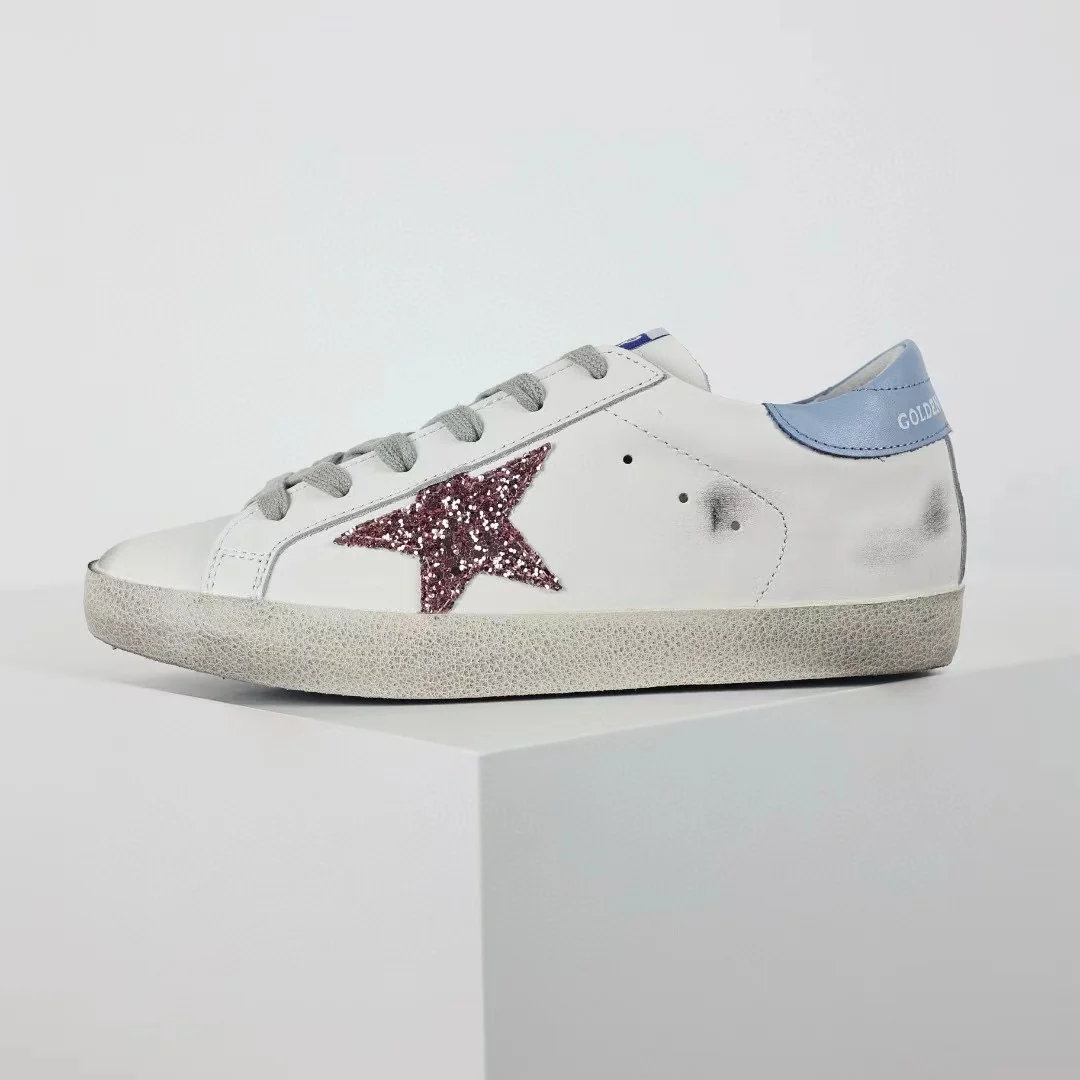 Golden Goose Super-Star Glitter Pink Star Blue Heel Tab - Image 9