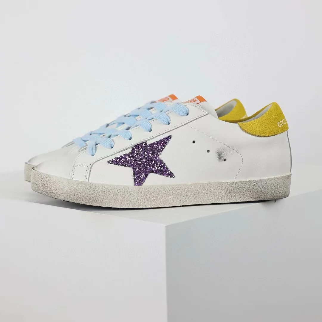 Golden Goose Super-Star Glitter Purple Star Yellow Heel Tab - Image 2