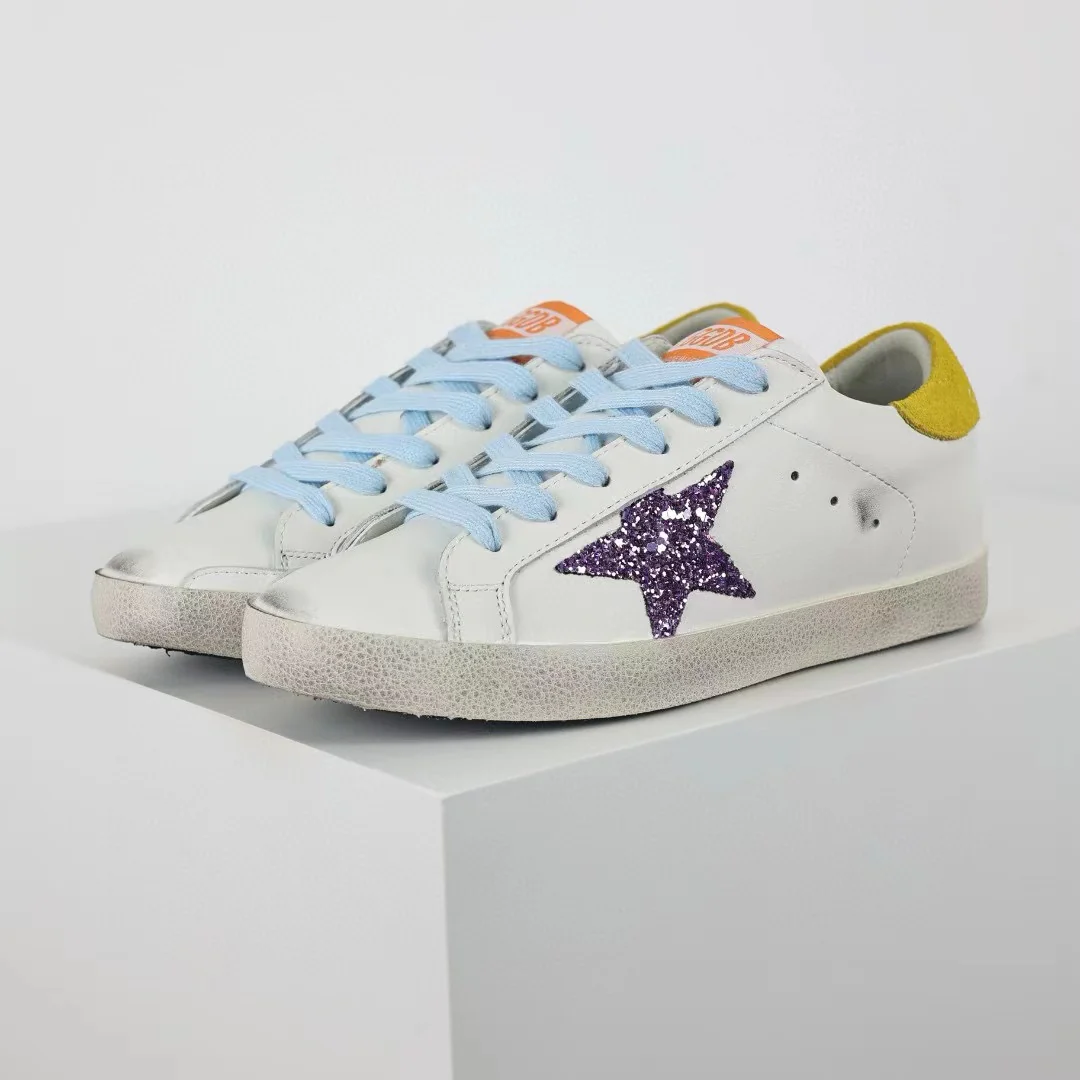 Golden Goose Super-Star Glitter Purple Star Yellow Heel Tab - Image 3