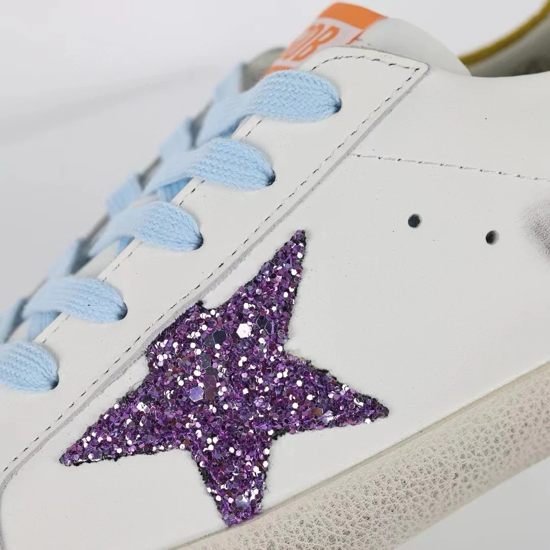 Golden Goose Super-Star Glitter Purple Star Yellow Heel Tab - Image 7