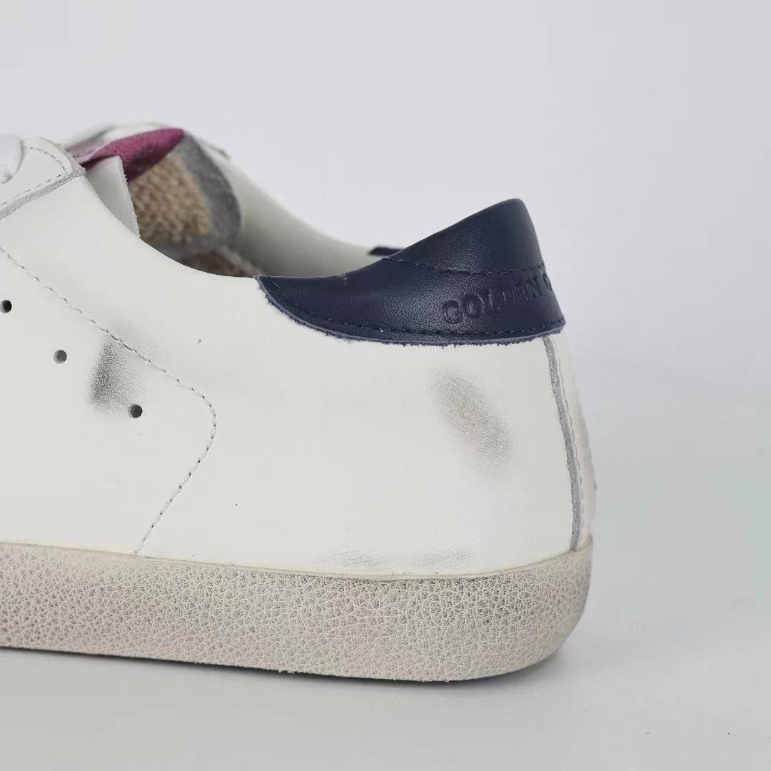 Golden Goose Super-Star Glitter Silver Star Navy Heel Tab - Image 5