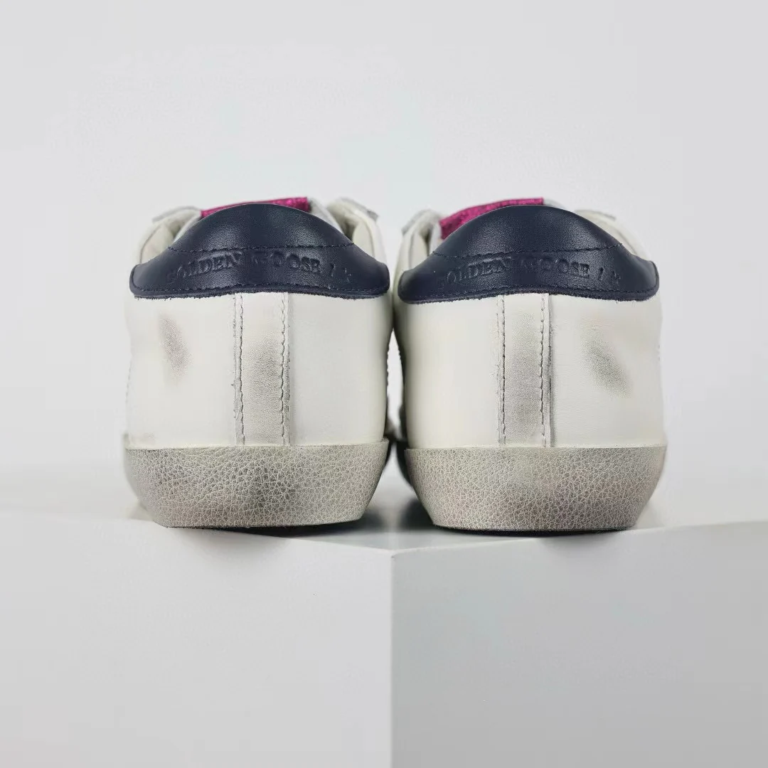 Golden Goose Super-Star Glitter Silver Star Navy Heel Tab - Image 9