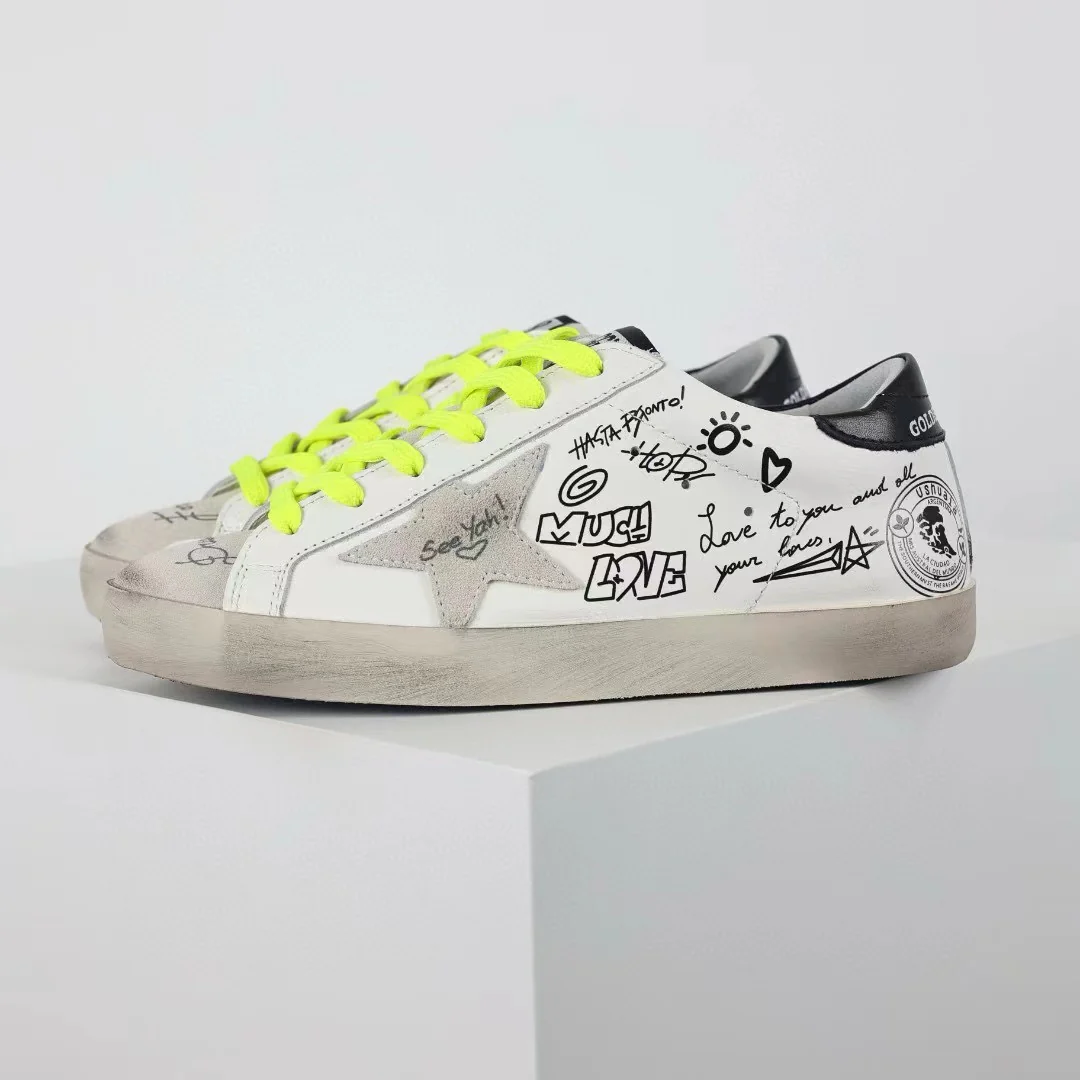 Golden Goose Super-Star Graffiti Suede Silver Star Black Heel Tab - Image 2