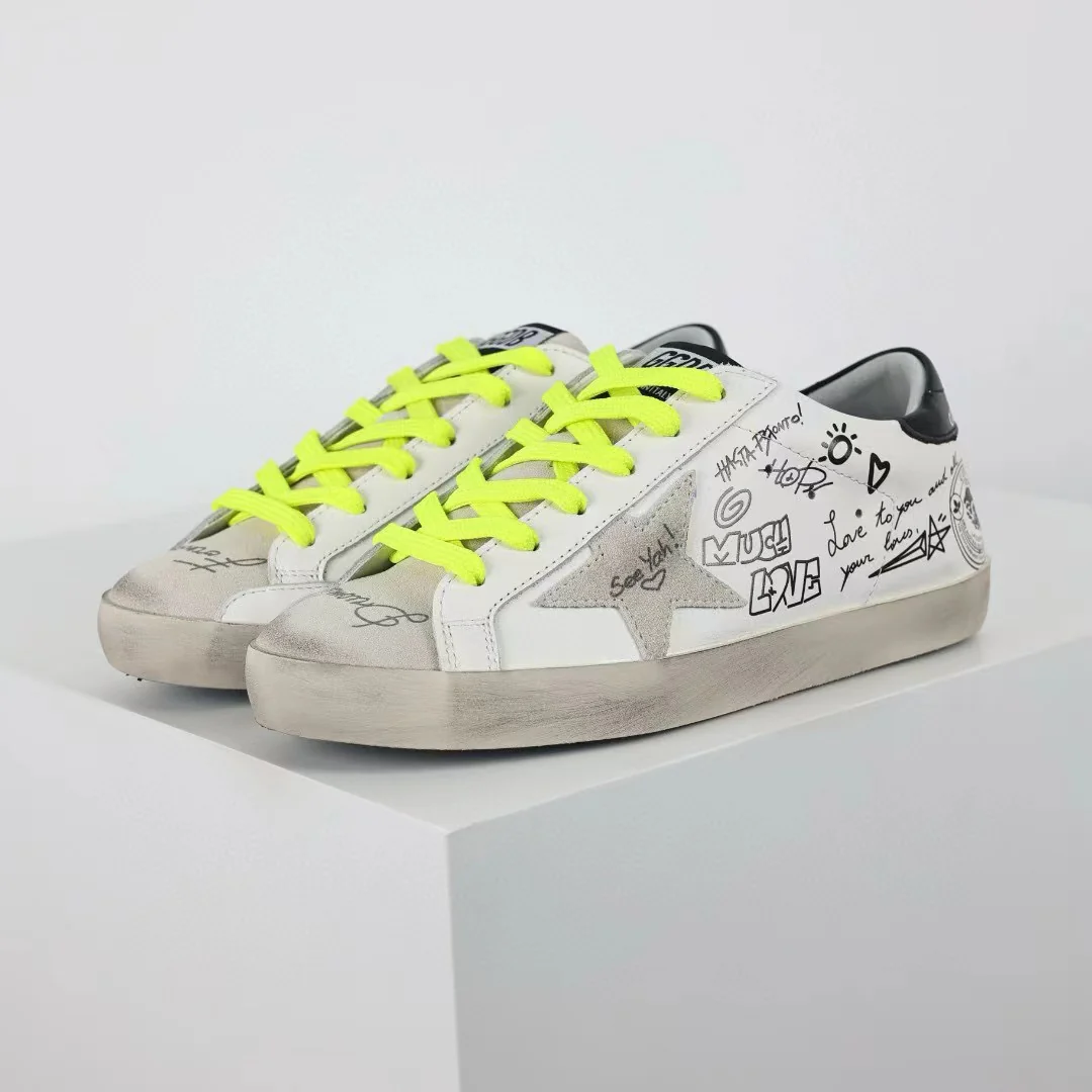 Golden Goose Super-Star Graffiti Suede Silver Star Black Heel Tab - Image 3