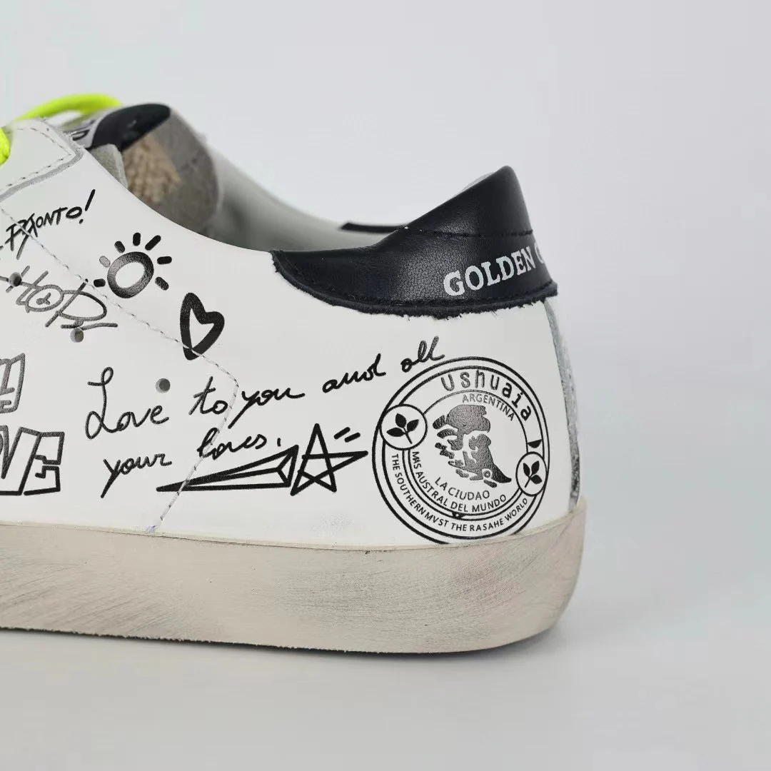 Golden Goose Super-Star Graffiti Suede Silver Star Black Heel Tab - Image 5