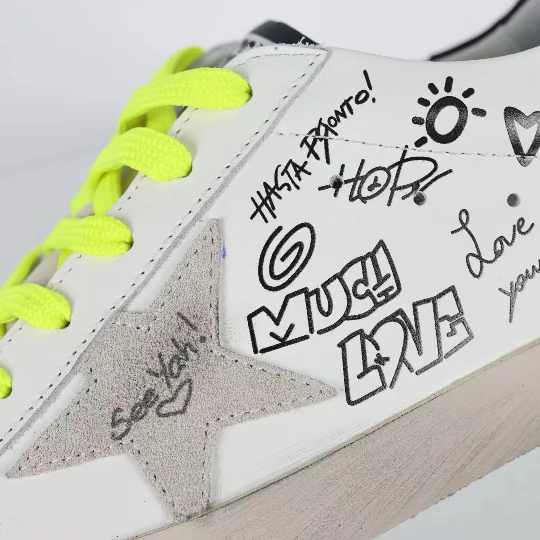Golden Goose Super-Star Graffiti Suede Silver Star Black Heel Tab - Image 7