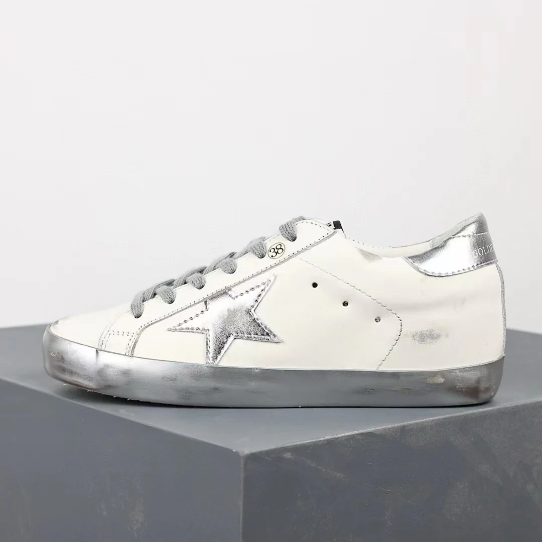 Golden Goose Super-Star Silver Star Silver Heel Tab Silver Sole - Image 10