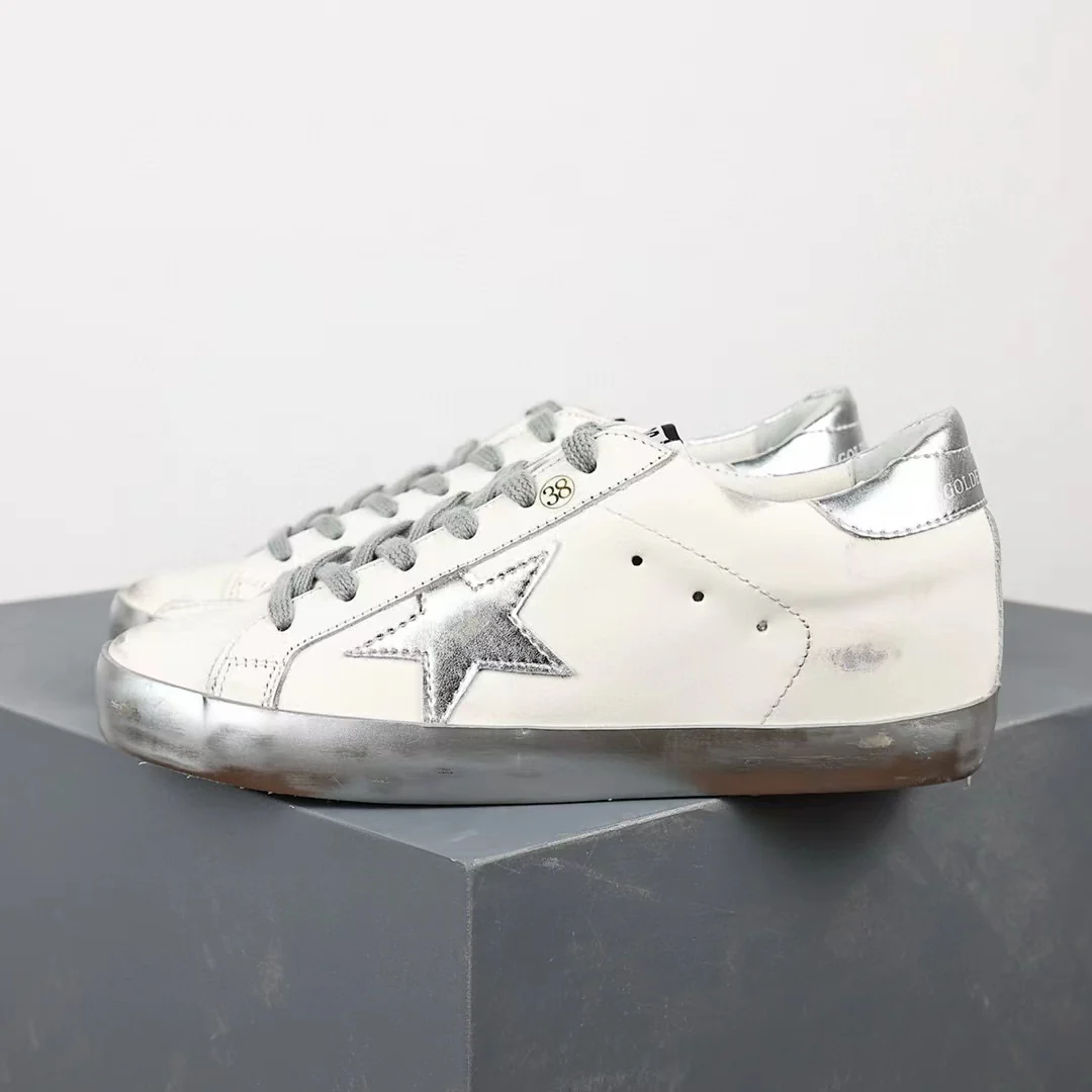 Golden Goose Super-Star Silver Star Silver Heel Tab Silver Sole - Image 2