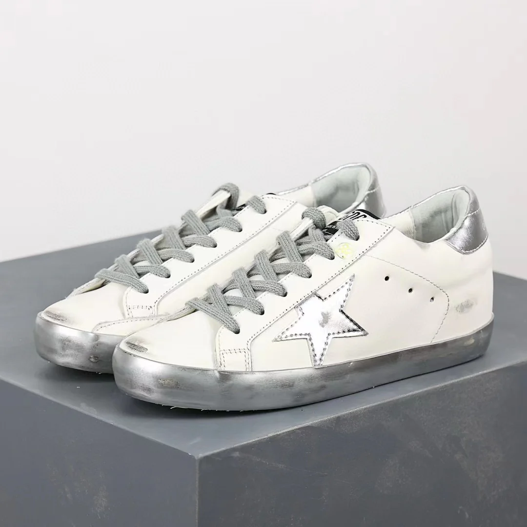 Golden Goose Super-Star Silver Star Silver Heel Tab Silver Sole - Image 3