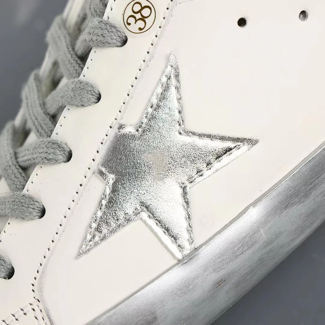 Golden Goose Super-Star Silver Star Silver Heel Tab Silver Sole - Image 7