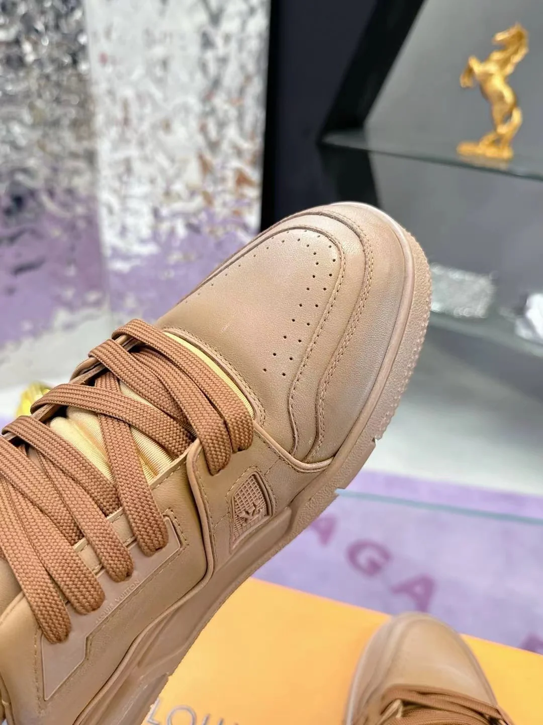 LV Trainers #54 Distressed Sneaker Cognac - Image 10