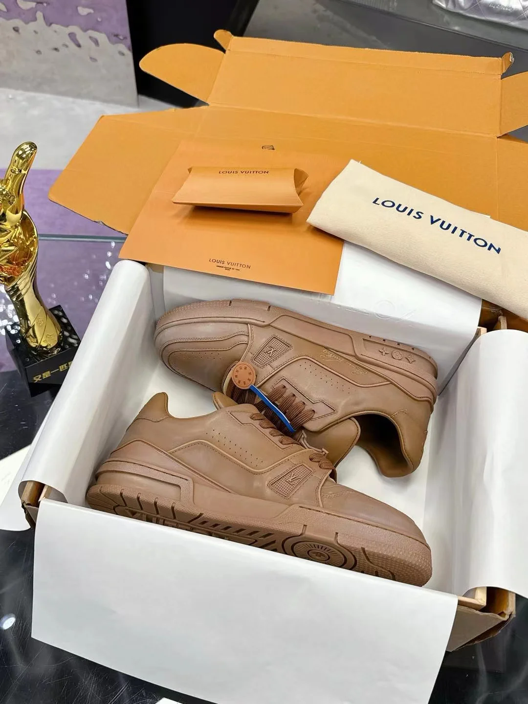 LV Trainers #54 Distressed Sneaker Cognac - Image 2