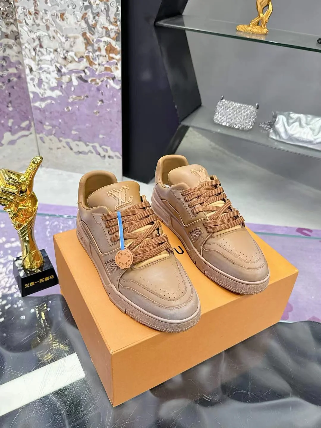 LV Trainers #54 Distressed Sneaker Cognac - Image 3