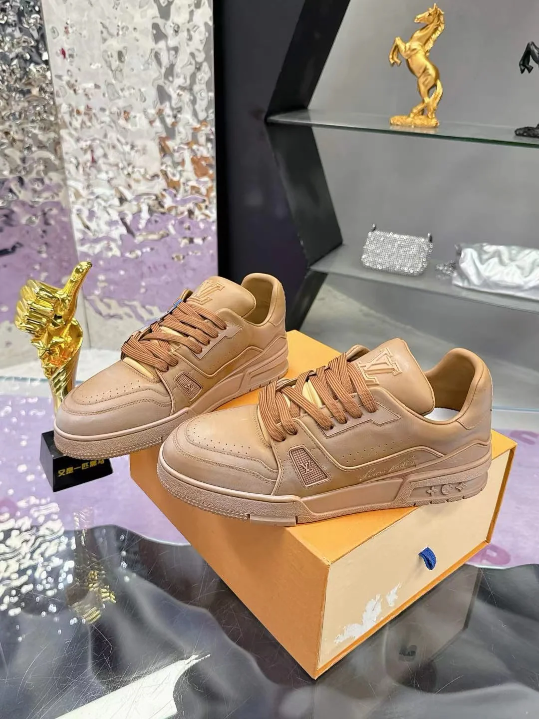 LV Trainers #54 Distressed Sneaker Cognac - Image 5