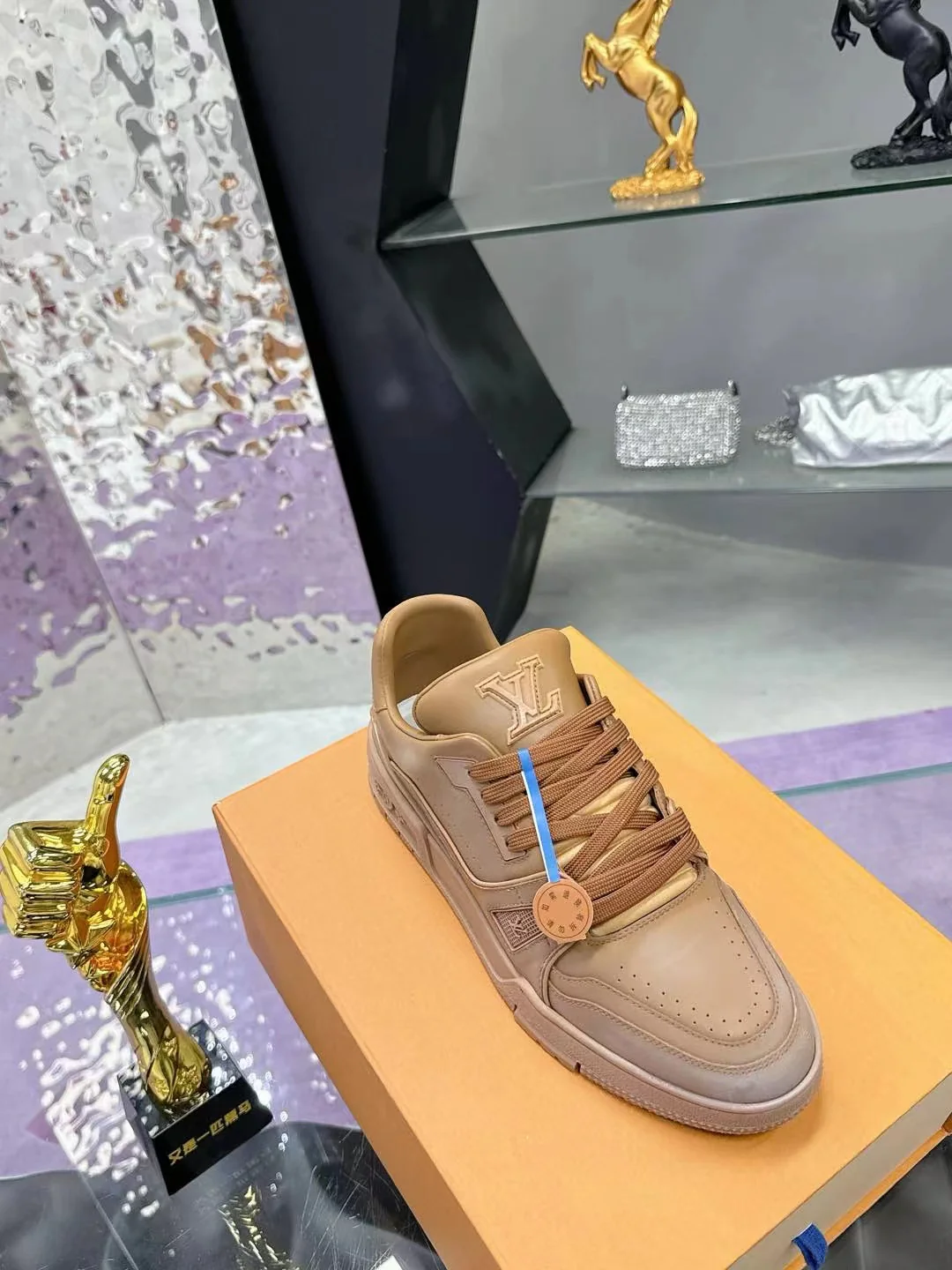 LV Trainers #54 Distressed Sneaker Cognac - Image 6