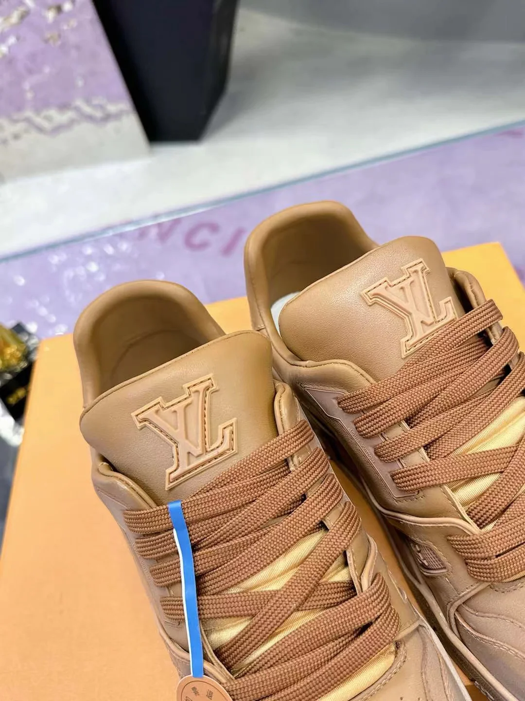 LV Trainers #54 Distressed Sneaker Cognac - Image 8