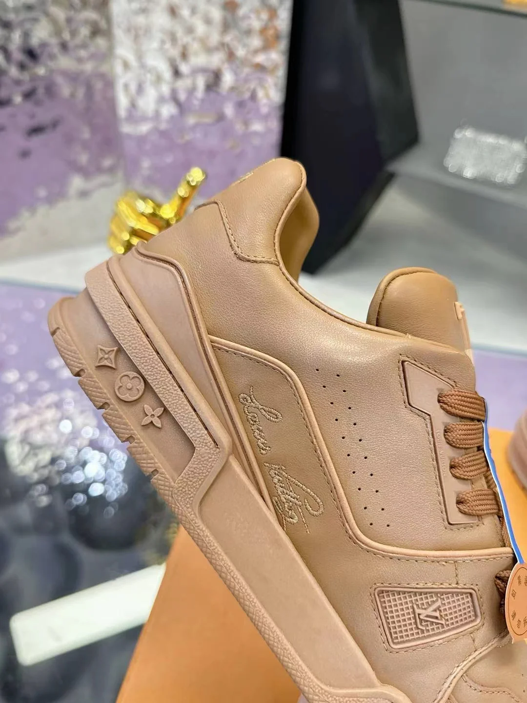 LV Trainers #54 Distressed Sneaker Cognac - Image 9