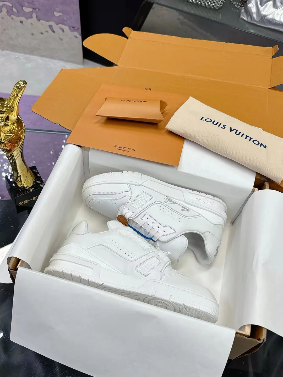 LV Trainers #54 Distressed Sneaker White - Image 2