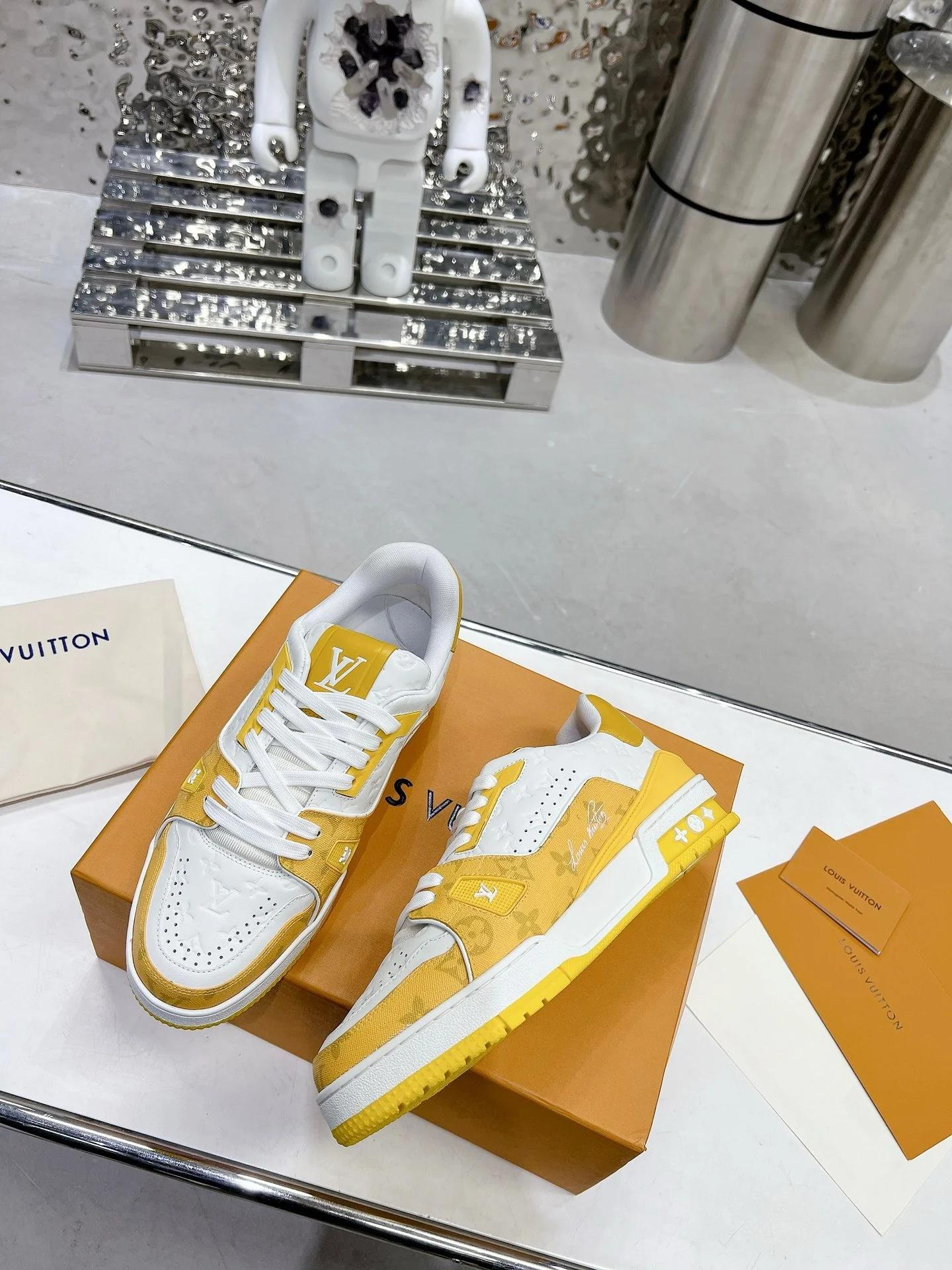 LV Trainers #54 Monogram Denim Yellow - Image 14