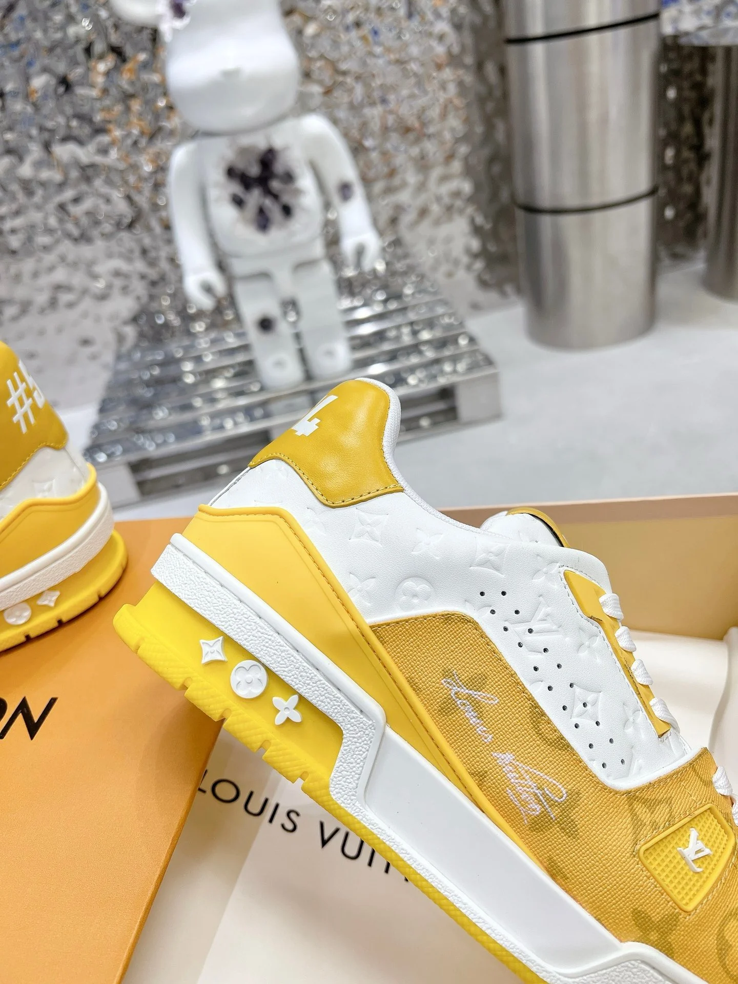 LV Trainers #54 Monogram Denim Yellow - Image 4