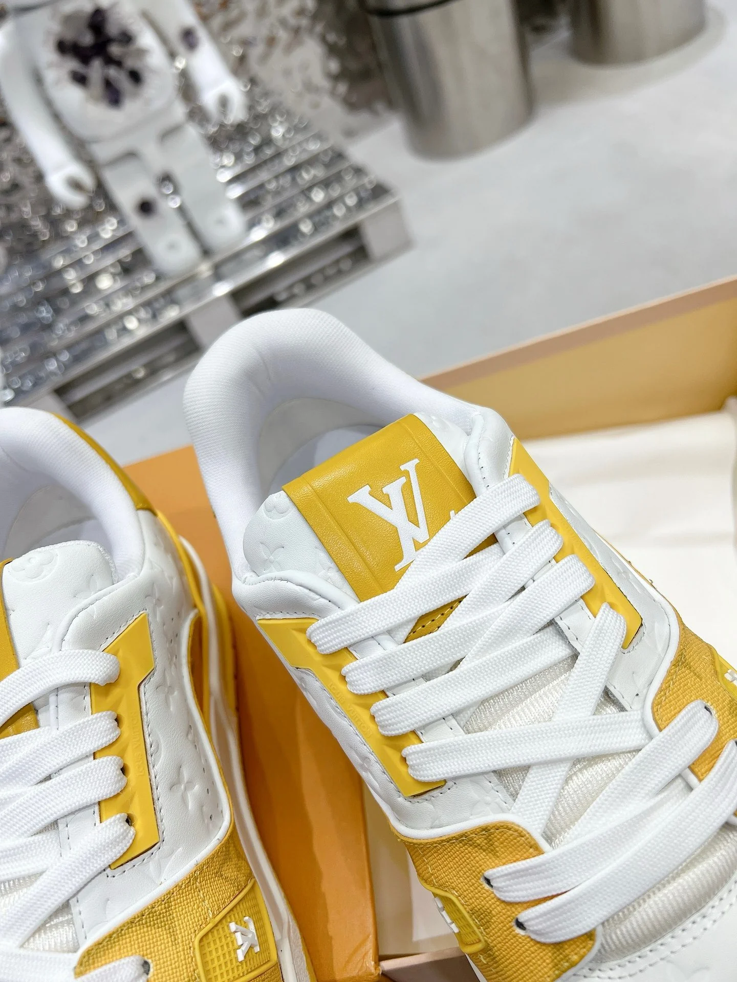 LV Trainers #54 Monogram Denim Yellow - Image 8