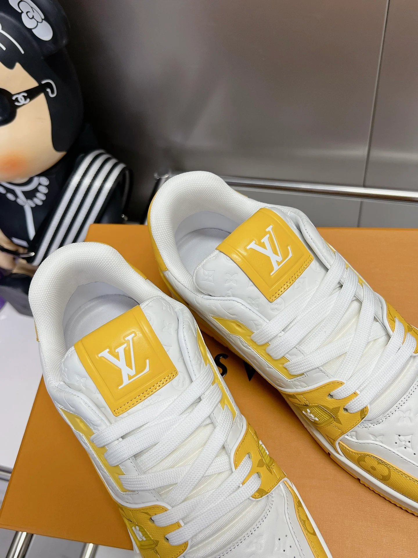 LV Trainers #54 Monogram Denim Yellow - Image 9