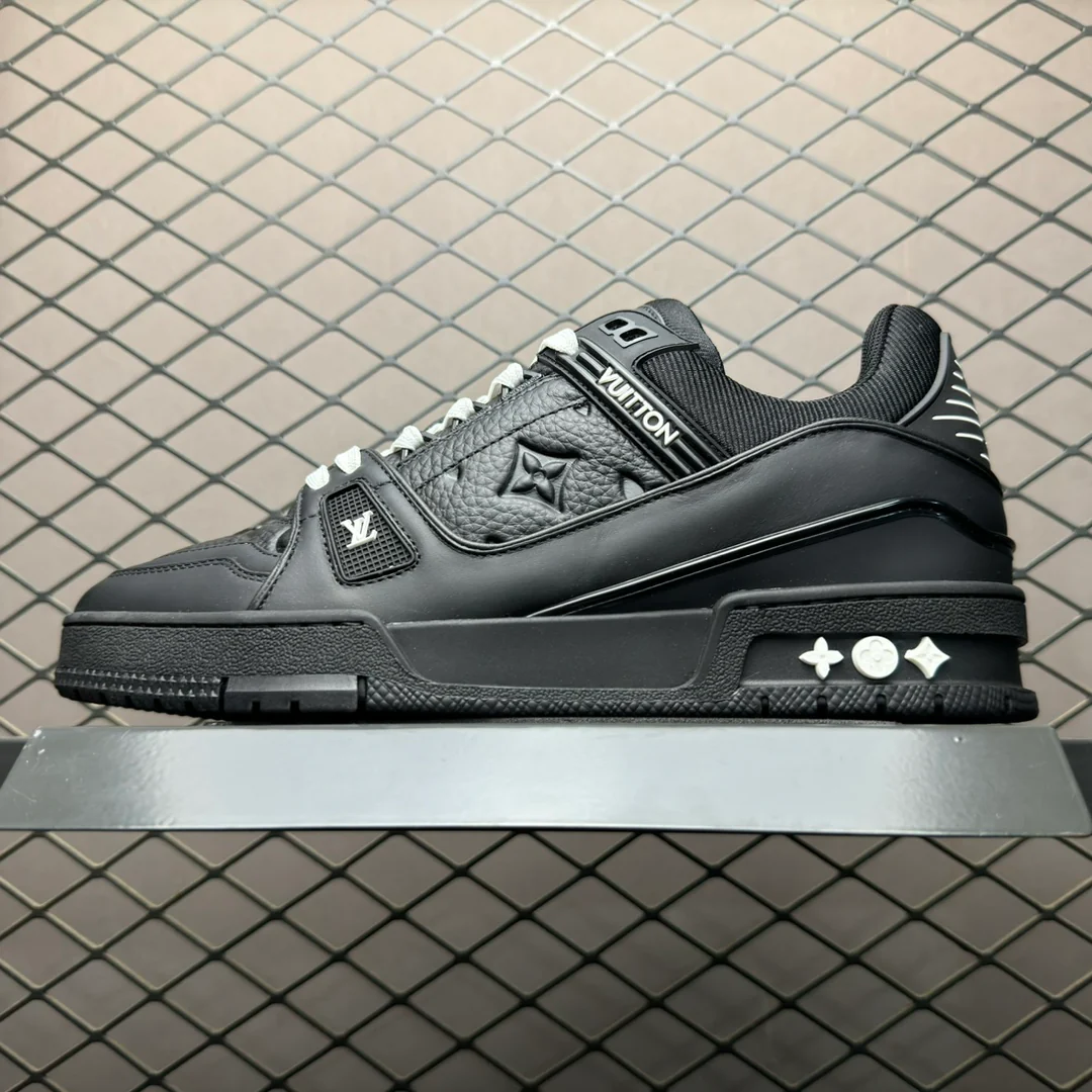 LV Trainers Black Embossed Monogram - Image 3