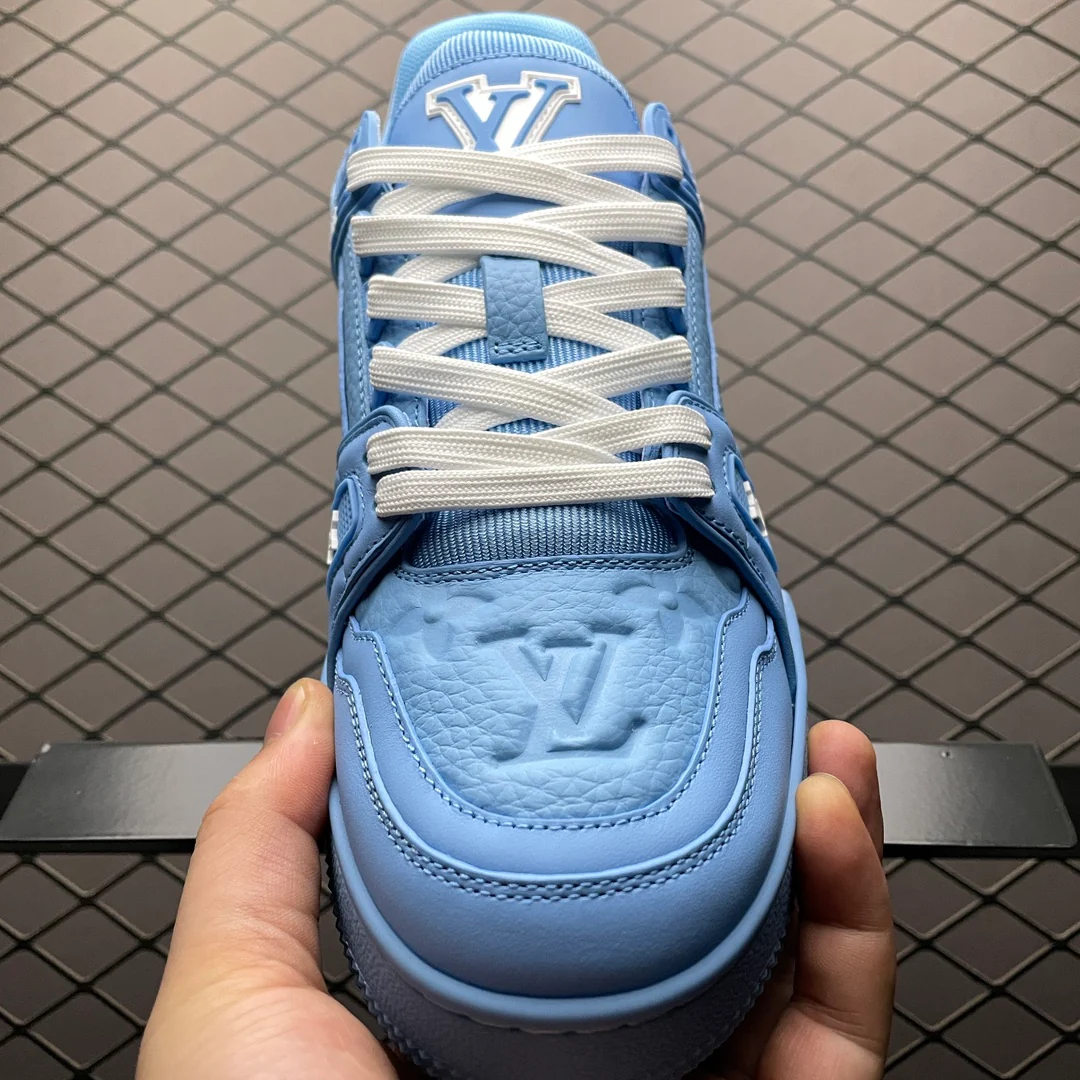 LV Trainers Blue Embossed Monogram - Image 4