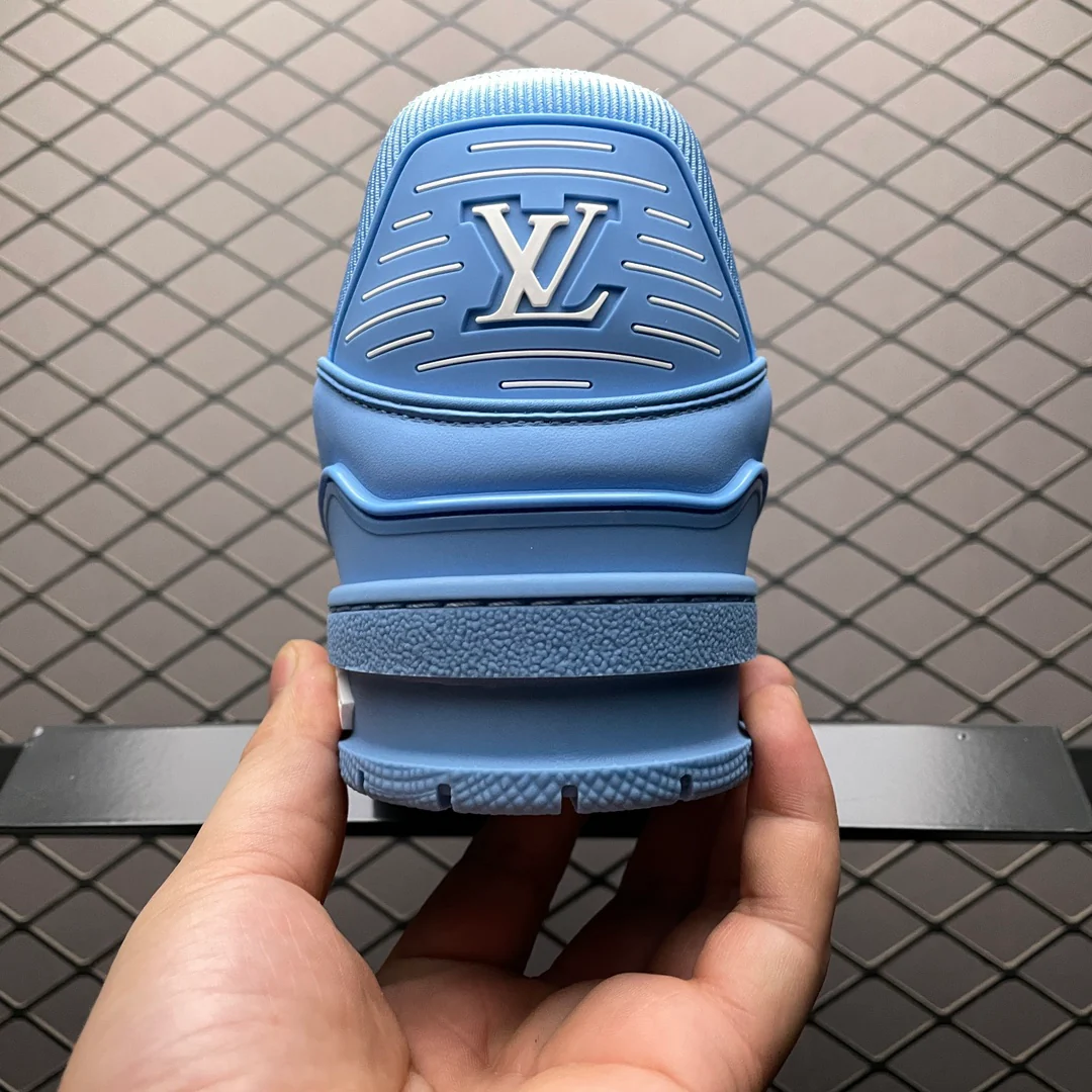 LV Trainers Blue Embossed Monogram - Image 5