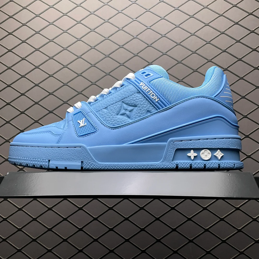 LV Trainers Blue Embossed Monogram - Image 7